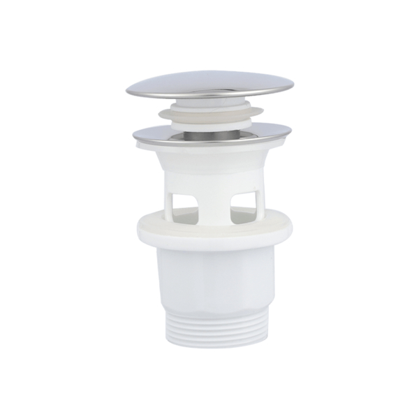 G1-1/4” White Plastic Pop Up Waste With Stainless Steel Cap Bathroom Basin Drainer EB1145