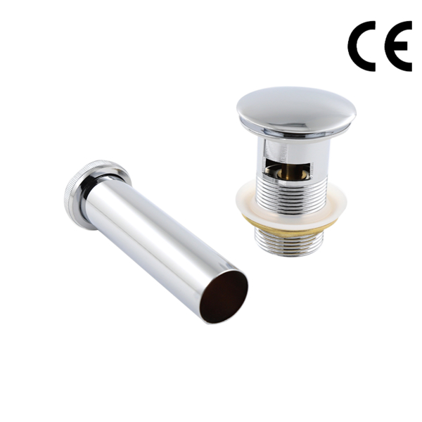 Slotted Chrome Bathroom Brass Pop Up Basin Waste Drain With 13cm Stainless Steel Pipe Bathroom Drain EB1105