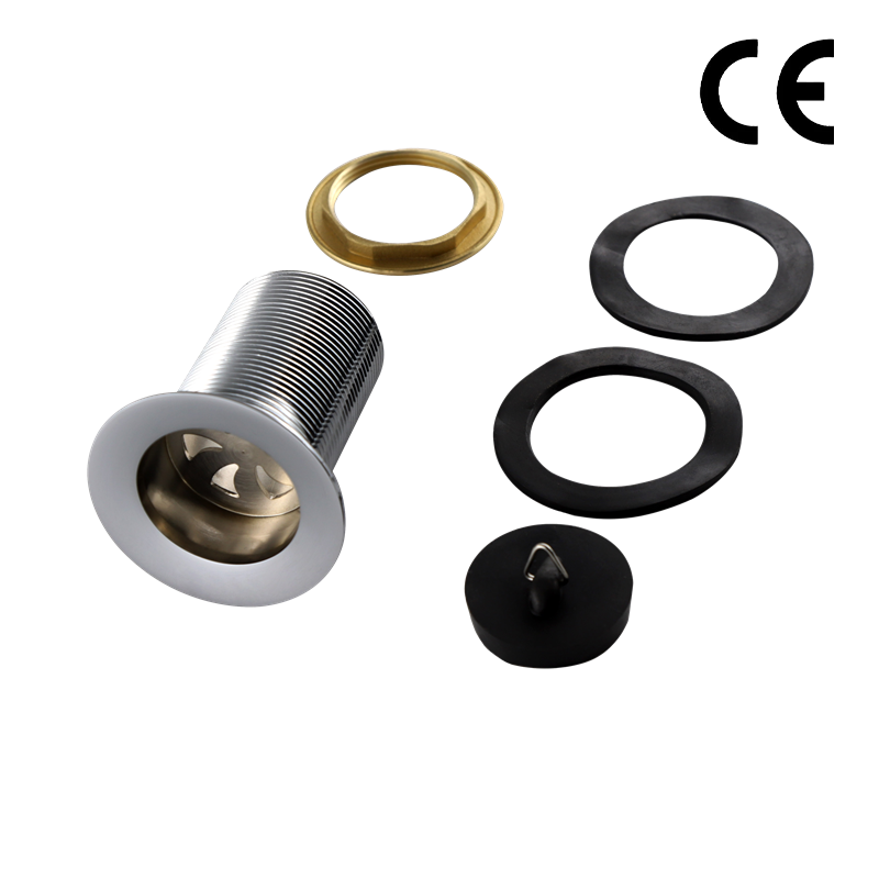 Basin waste with black rubber plug drain captive waste